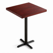 Glownary Square Bar Height Wood Butcher Block Table, Mahogany Finish, Cast Iron Base, 30x30x43 Inch, Indoor Dining