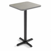 Glownary Reversible Bar Height Table with Cast Iron Base, Gray, White Laminate, 24x24 Inch Top, 42 Inch Height, Square, Indoor