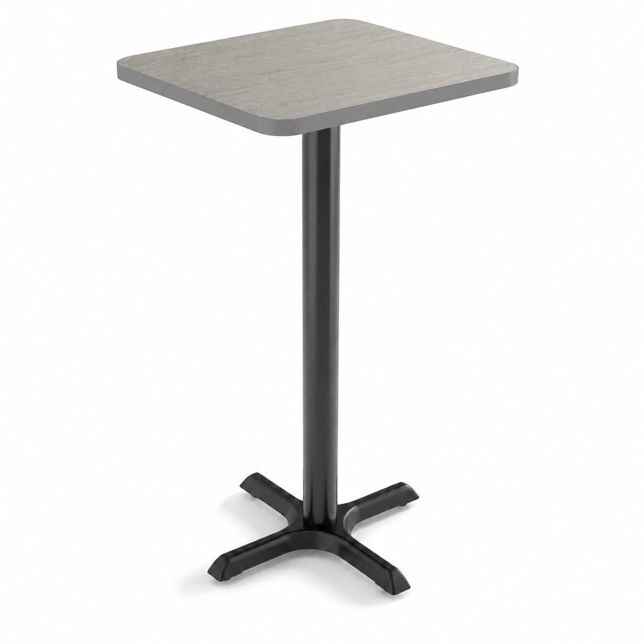 Glownary Reversible Bar Height Table with Cast Iron Base, Gray, White Laminate, 24x24 Inch Top, 42 Inch Height, Square, Indoor