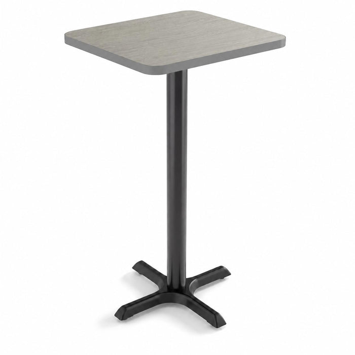 Glownary Reversible Bar Height Table with Cast Iron Base, Gray, White Laminate, 24x24 Inch Top, 42 Inch Height, Square, Indoor