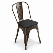 Glownary Alloy Copper Indoor Cafe Chair with Black Wood Seat, Metal Frame, 33.5 Inch Height, 400 lb Capacity, Stackable, Modern Industrial Style