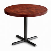 Glownary Round Butcher Block Table, Mahogany Wood Top with Cast Iron Base, 36 Inch Diameter, Standard Height, Indoor Restaurant