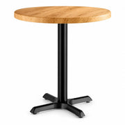 Glownary Round Restaurant Table, Maple Finish MDF, 30 Inch Diameter, Standard Height, Indoor Commercial, Black Cast Iron Base