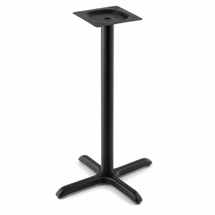 Glownary Excalibur Cross Table Base, Black E-Coated Steel, 22x30 Inch, 3 Inch Bar Height Column, Indoor Outdoor Commercial Use