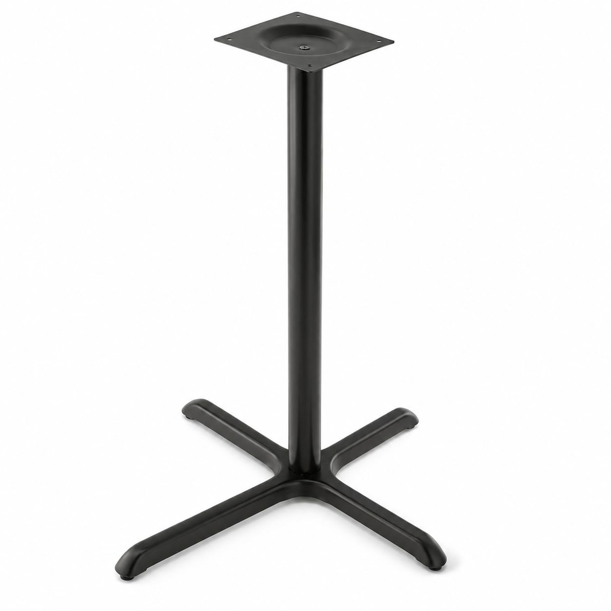 Glownary Excalibur Cross Table Base, Black Steel, 36x36 Inch, 3 Inch Bar Height Column, Indoor Outdoor Commercial Use