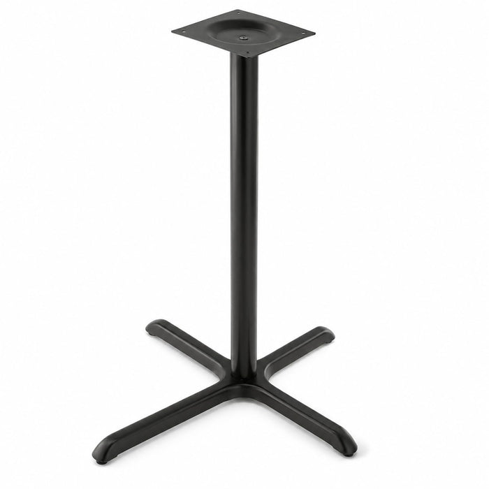 Glownary Excalibur Cross Table Base, Black Steel, 36x36 Inch, 3 Inch Bar Height Column, Indoor Outdoor Commercial Use