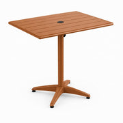 Glownary Outdoor Dining Table, Brown Powder-Coated Aluminum, 24x32 Inch, Square, Weather-Resistant with Umbrella Hole, 2-Person Seating