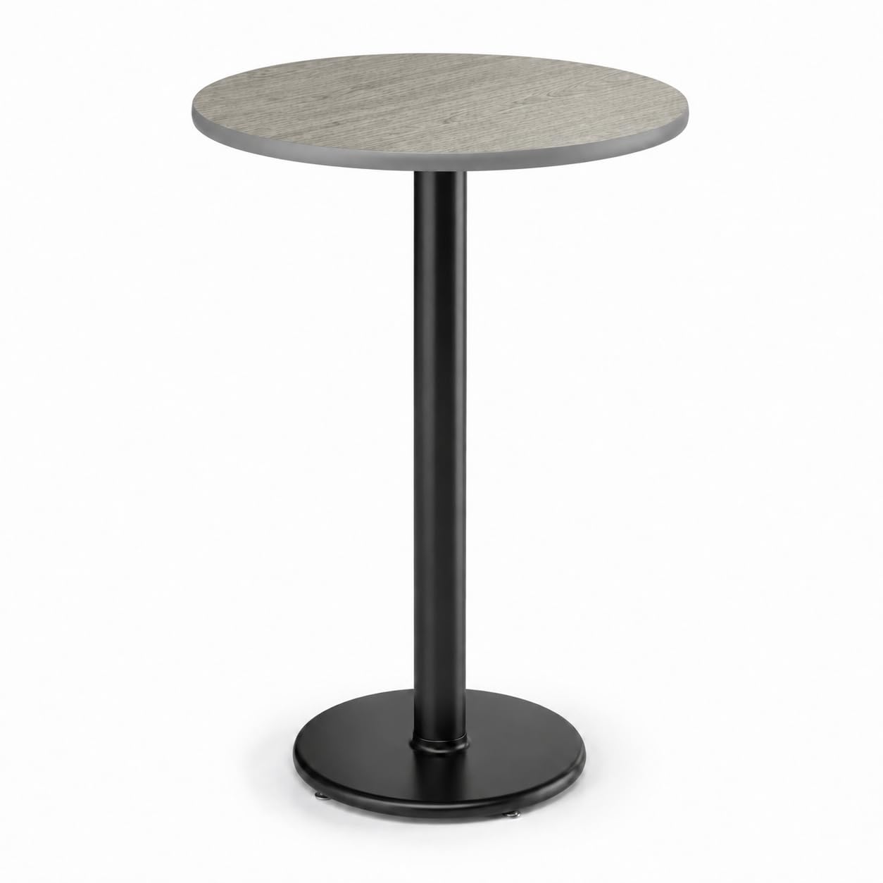 Glownary Reversible Bar Height Table with Cast Iron Base, Gray White Laminate Top, 30 Inch Round, 42 Inch Tall, Indoor