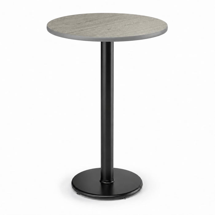 Glownary Reversible Bar Height Table with Cast Iron Base, Gray White Laminate Top, 30 Inch Round, 42 Inch Tall, Indoor