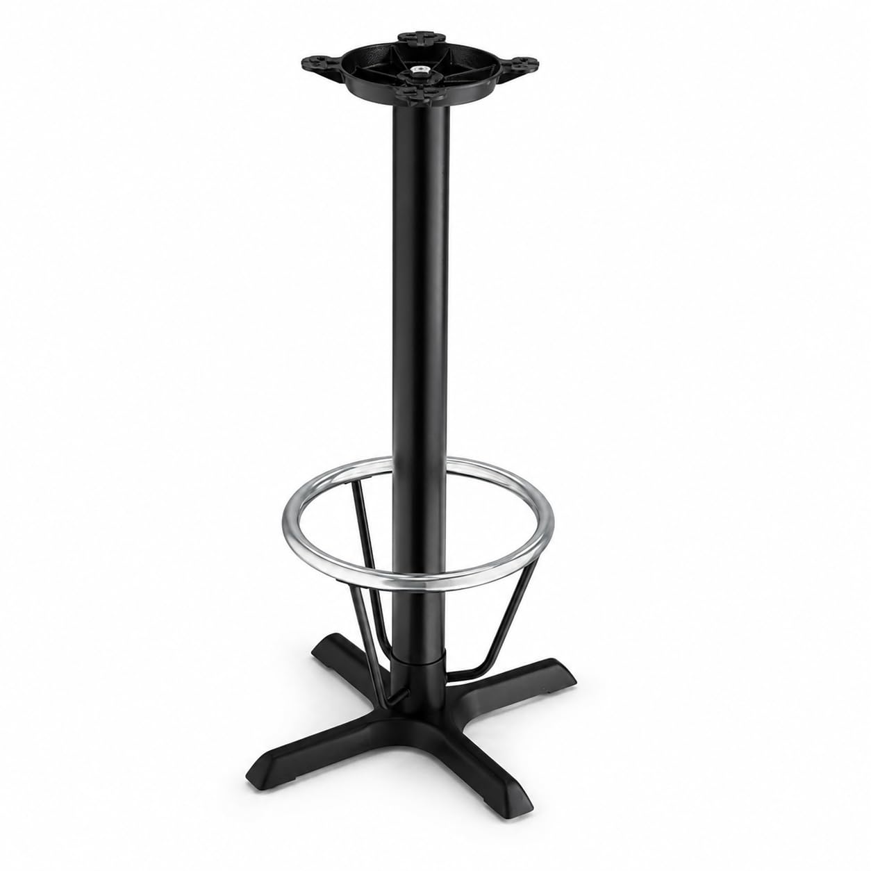 Glownary Lancaster Table & Seating Black Cast Iron Bar Height Table Base, 22x22 Inch, 41 Inch Tall, 3 Inch Column, Steel Construction, Powder-Coated Finish