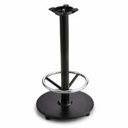 Glownary Cast Iron Bar Height Table Base, Black Powder-Coated Steel, 22 Inch Round, with 16 Inch Chrome Footrest, Table Equalizers