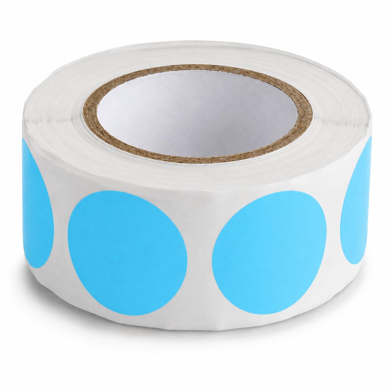 Round Inventory Labels, 1 Inch Diameter, Sky Blue, Semi-Gloss Paper, 500 Per Roll, Made in USA