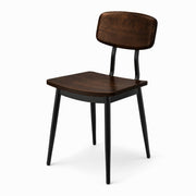 Glownary Mid-Century Chair, Black Metal Frame with Espresso Wood Seat, 17.25x18.5x32.5 Inch, 300 lb Capacity, Indoor