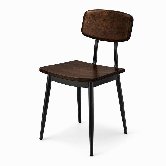 Glownary Mid-Century Chair, Black Metal Frame with Espresso Wood Seat, 17.25x18.5x32.5 Inch, 300 lb Capacity, Indoor
