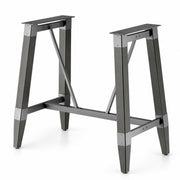 Glownary Industrial Bar Height Trestle Table Base, Slate Gray Wood with Steel Frame, 36.75 x 28.25 x 40.75 Inches, 300 lb Capacity