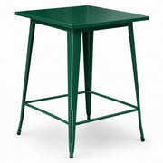 Glownary Alloy Square Bar Height Outdoor Table, Emerald Green Steel, 32x32 Inch, Powder-Coated, 42 Inch Tall