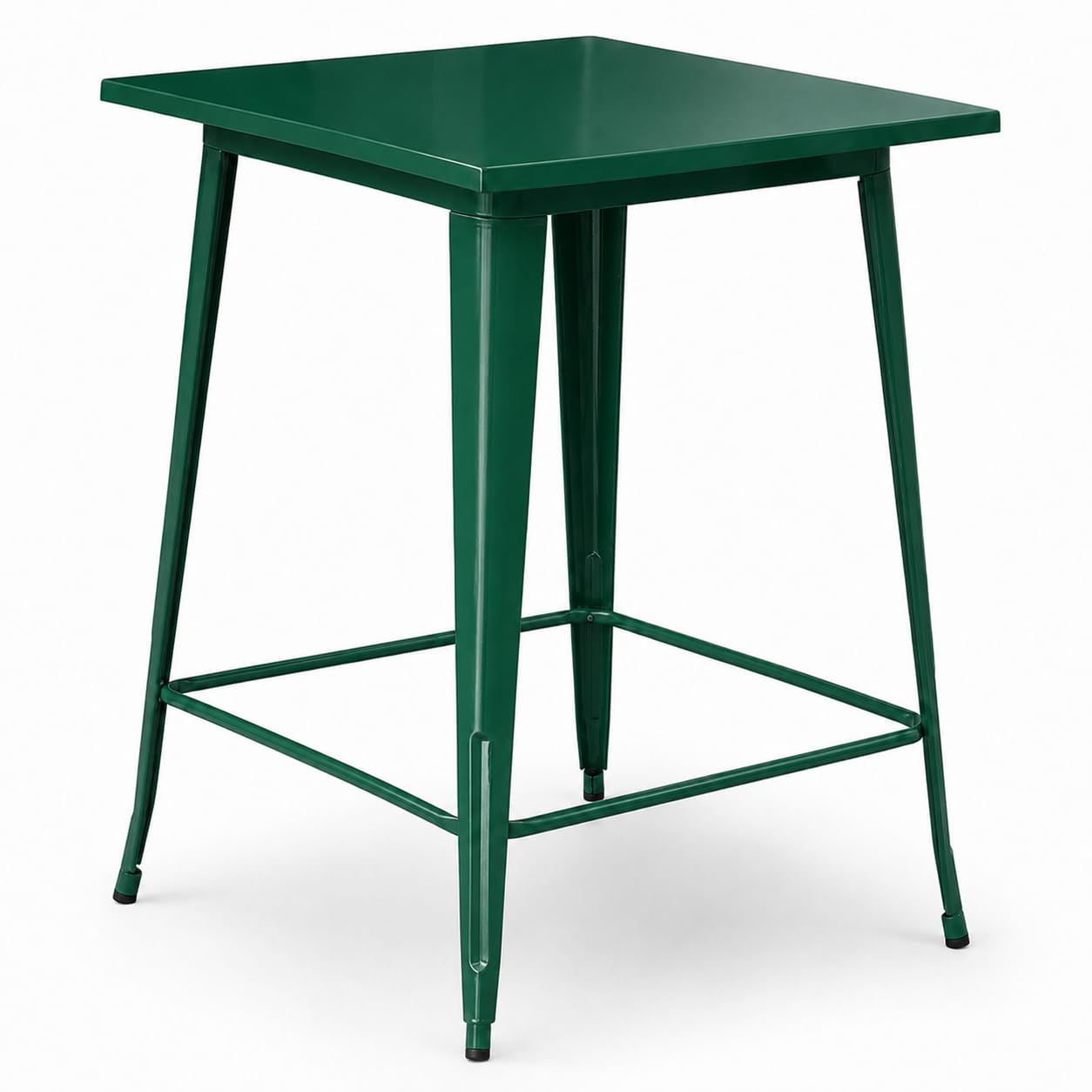 Glownary Alloy Square Bar Height Outdoor Table, Emerald Green Steel, 32x32 Inch, Powder-Coated, 42 Inch Tall
