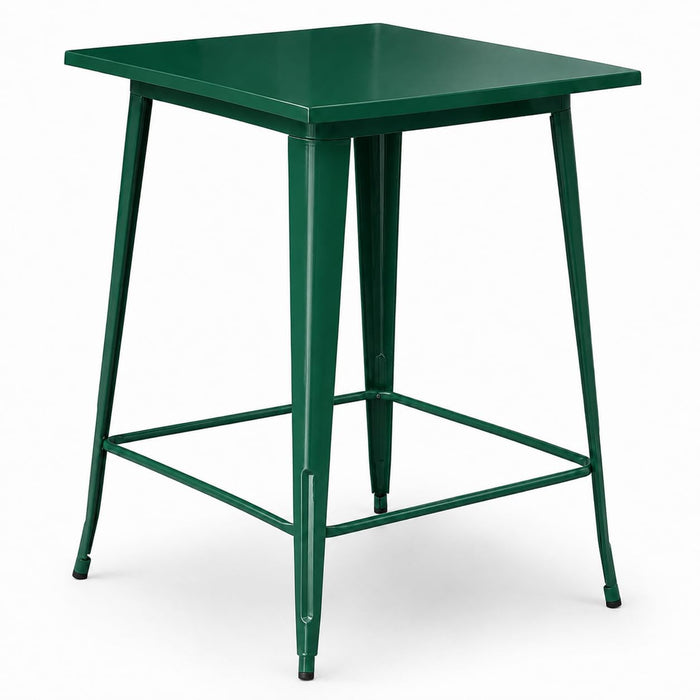 Glownary Alloy Square Bar Height Outdoor Table, Emerald Green Steel, 32x32 Inch, Powder-Coated, 42 Inch Tall