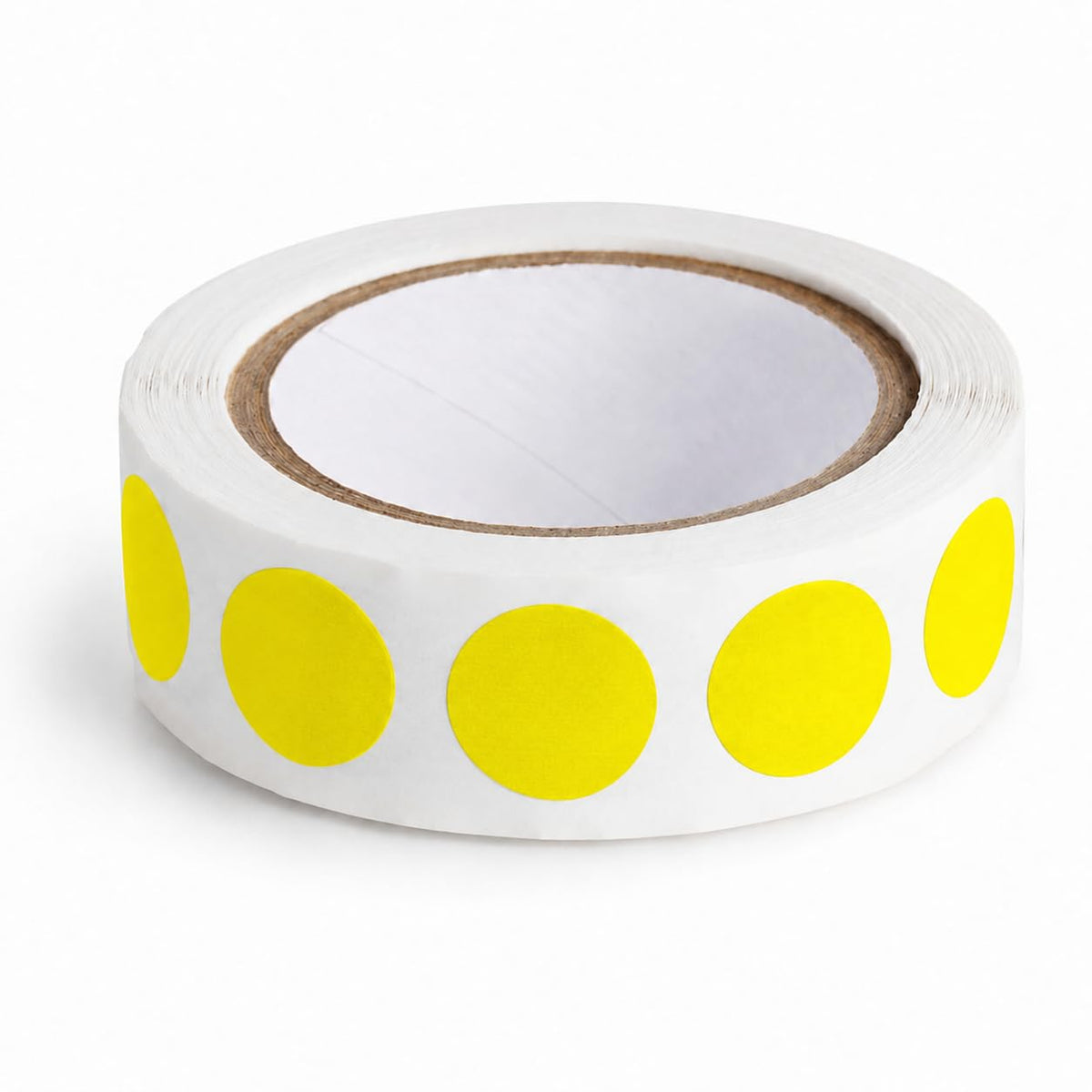 Yellow Round Inventory Labels, 1/2 Inch, Semi-Gloss Paper, 500 Labels Per Roll, Permanent Adhesive