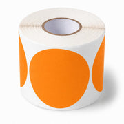 Fluorescent Orange Round Inventory Labels, 3 Inch Diameter, 500 Per Roll, Permanent Adhesive, Semi-Gloss Paper