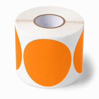 Fluorescent Orange Round Inventory Labels, 3 Inch Diameter, 500 Per Roll, Permanent Adhesive, Semi-Gloss Paper