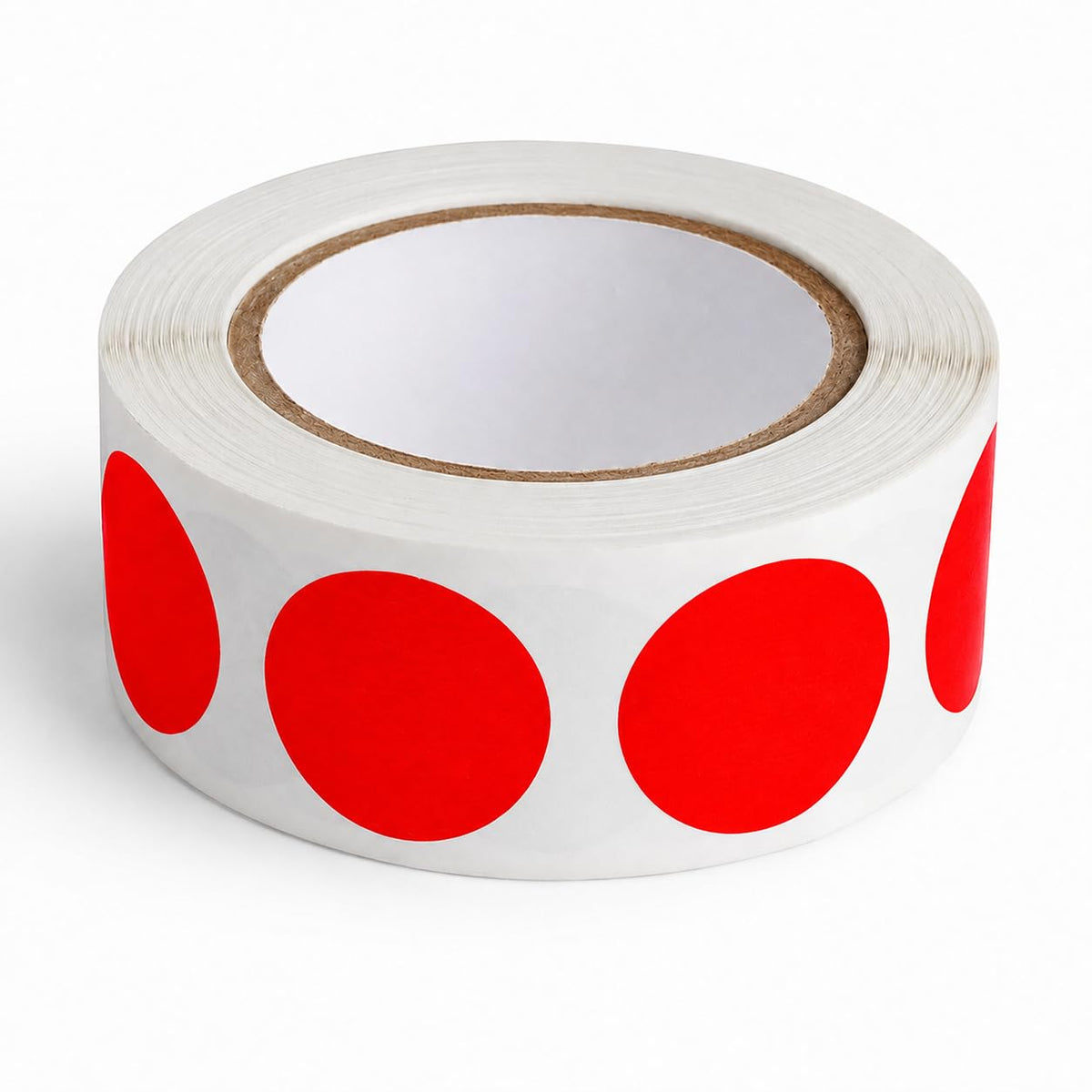 Fluorescent Red Round Inventory Labels, 3/4 Inch, 500 Per Roll, Semi-Gloss Paper, Permanent Adhesive