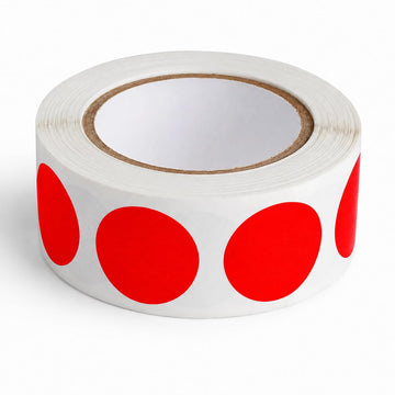Fluorescent Red Round Inventory Labels, 3/4 Inch, 500 Per Roll, Semi-Gloss Paper, Permanent Adhesive