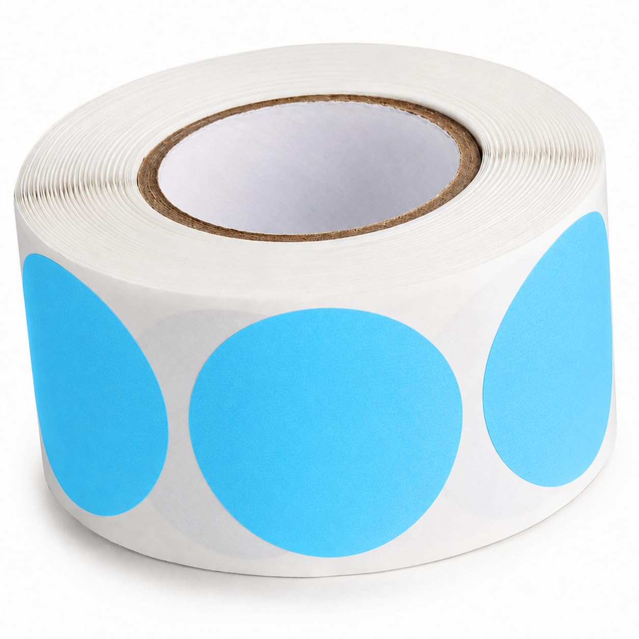Round Inventory Labels, Sky Blue, 1.5 Inch Diameter, Semi-Gloss Paper, 500 Per Roll