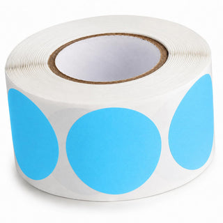 Round Inventory Labels, Sky Blue, 1.5 Inch Diameter, Semi-Gloss Paper, 500 Per Roll
