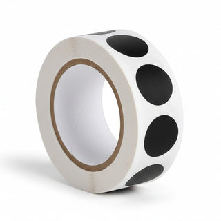 Black Round Inventory Labels, 1/2 Inch, 500 Per Roll, Semi-Gloss Paper, Permanent Adhesive