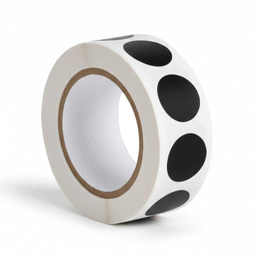 Black Round Inventory Labels, 1/2 Inch, 500 Per Roll, Semi-Gloss Paper, Permanent Adhesive