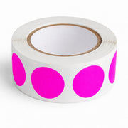 Round Inventory Labels, Fluorescent Pink, 3/4 Inch, 500 Labels Per Roll, Semi-Gloss Paper, Permanent Adhesive
