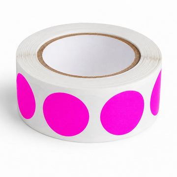 Round Inventory Labels, Fluorescent Pink, 3/4 Inch, 500 Labels Per Roll, Semi-Gloss Paper, Permanent Adhesive