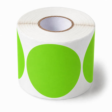 Round Inventory Labels, 3 Inch Fluorescent Green, Semi-Gloss Paper, 500 Count, Permanent Adhesive