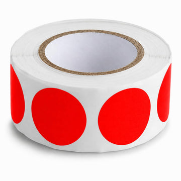 Fluorescent Red Round Inventory Labels, 1 Inch Diameter, 500 Count, Semi-Gloss Paper with Permanent Adhesive