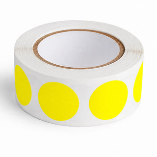 Round Inventory Labels, 3/4 Inch, Yellow, Semi-Gloss Paper, 500 Per Roll, Permanent Adhesive