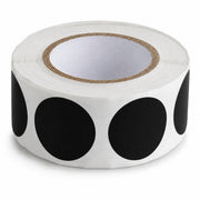 Round Inventory Labels, 1 Inch Black Semi-Gloss Paper, 500 Count, Permanent Adhesive