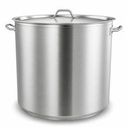 SS1 Series 100 Qt Heavy-Duty Stainless Steel Stock Pot with Aluminum-Clad Bottom, Silver, NSF Listed, Induction Ready, with Cover, 20.1x18.1 Inches