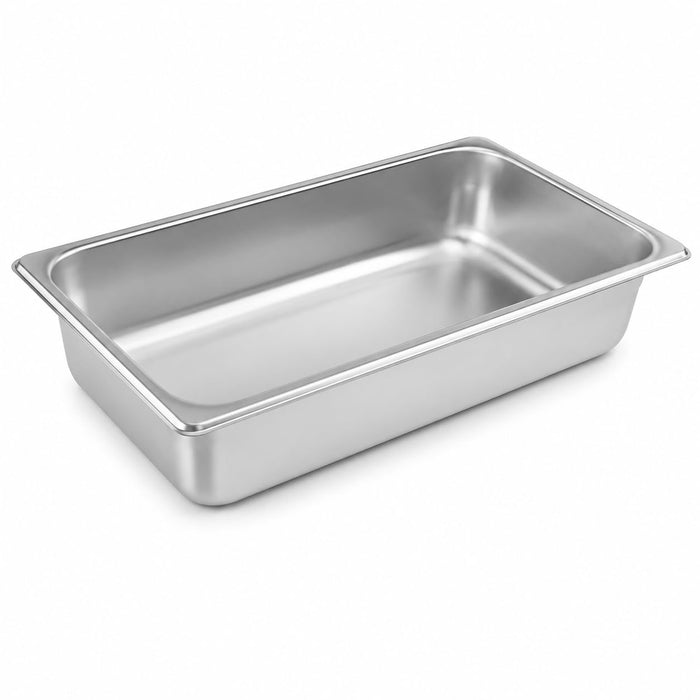 Glownary Full Size Steam Table Pan, 22 Gauge Stainless Steel, 4 Inch Deep, Anti-Jam Design, NSF Listed, 21x13 Inches, Rectangle, 14 Qt Capacity