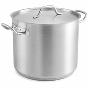 SS1 Series 32 Qt Heavy-Duty Stock Pot with Cover, Stainless Steel Aluminum-Clad, NSF Listed, Induction Ready, Dishwasher Safe, 15x13.5x12 Inches