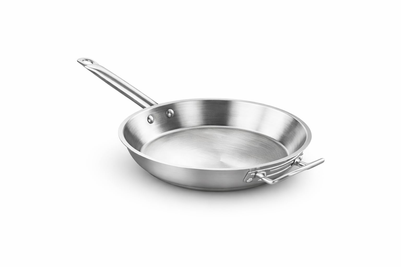 Glownary 16 Inch Stainless Steel Fry Pan with Aluminum-Clad Bottom & Helper Handle, Induction Ready, NSF Certified, Oven & Dishwasher Safe, Commercial Grade Skillet