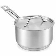 SS1 Series 2 Qt Stainless Steel Sauce Pan with Aluminum-Clad Bottom, Silver, NSF Listed, Induction Ready, Dishwasher Safe, Welded Handle, Includes Lid, 3.75 Inch Height
