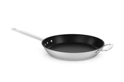 Glownary 16-Inch Stainless Steel Non-Stick Fry Pan, Silver, Aluminum-Clad Bottom, NSF Listed, Helper Handle, Induction Ready, Commercial Grade, 450°F Oven Safe