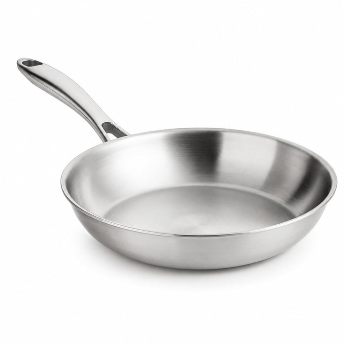 Glownary SS3 Series 10-Inch Tri-Ply Stainless Steel Fry Pan, Professional Grade with Welded Handle, NSF Listed, Induction Ready, Dishwasher Safe, Made in USA
