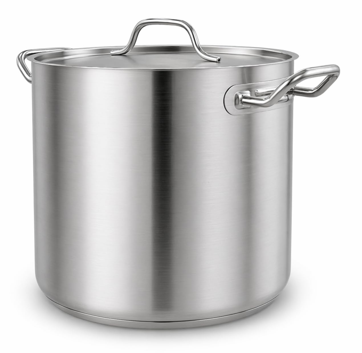 16 Qt Stainless Steel Stock Pot with Cover, Heavy-Duty Commercial Grade, Aluminum-Clad Bottom, NSF Listed, Induction Ready, Dishwasher Safe, 10.1x11.6 Inches