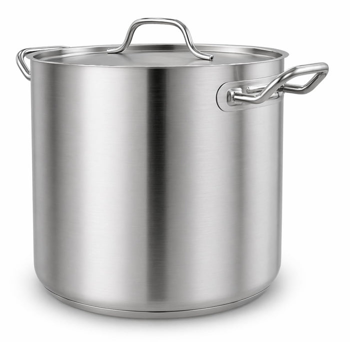 16 Qt Stainless Steel Stock Pot with Cover, Heavy-Duty Commercial Grade, Aluminum-Clad Bottom, NSF Listed, Induction Ready, Dishwasher Safe, 10.1x11.6 Inches