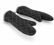 [2 Pack] 17-Inch Professional Oven Mitts, Black Poly-Cotton, Heat Resistant to 475°F, Ambidextrous Design with Hanging Loop, Polyester Lined for Kitchen and Grilling