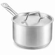 SS1 Series 6 Qt Stainless Steel Sauce Pan with Aluminum-Clad Bottom, NSF Listed, Induction Ready, Dishwasher Safe, Round Shape, Silver with Cover, 5 Inches Height