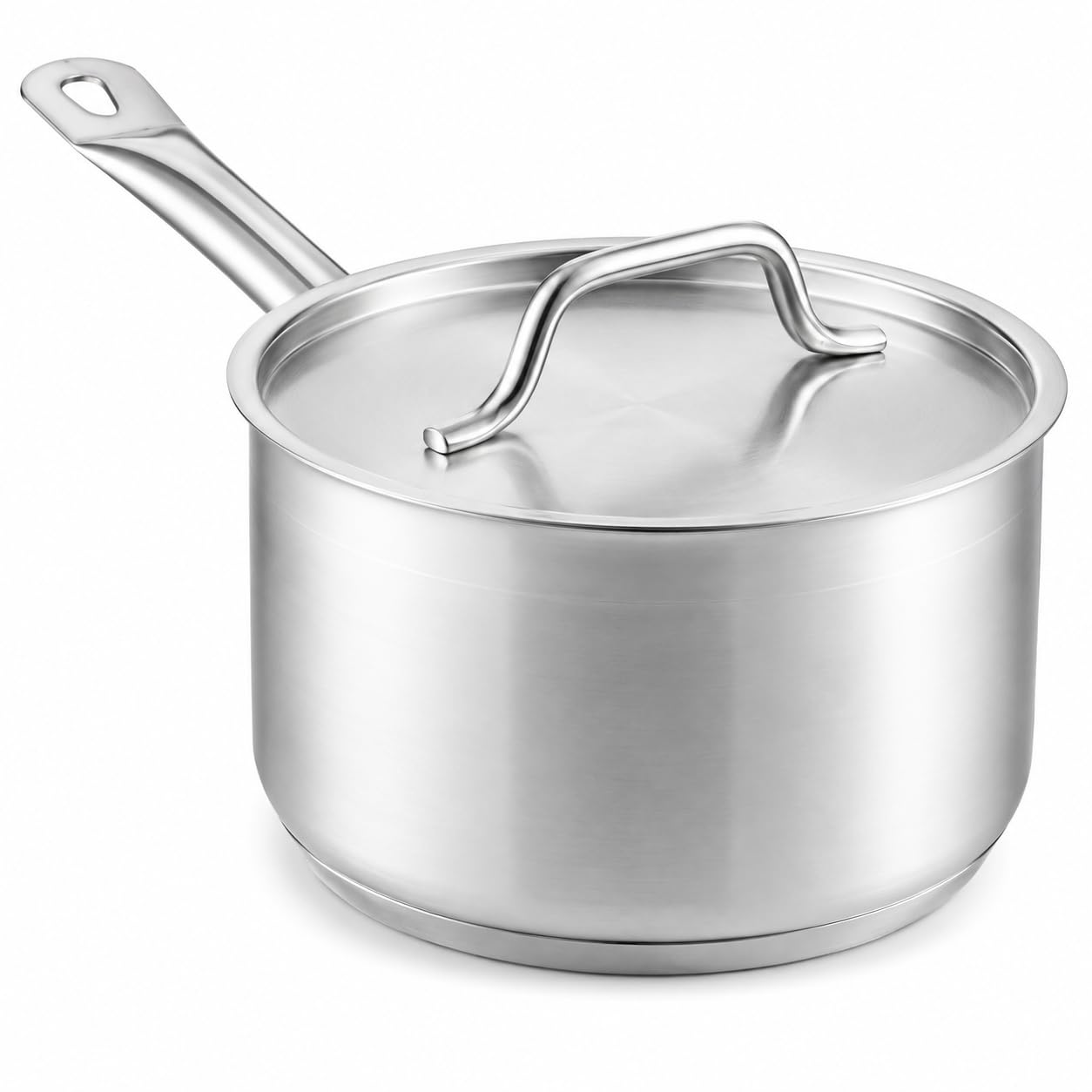 SS1 Series 6 Qt Stainless Steel Sauce Pan with Aluminum-Clad Bottom, NSF Listed, Induction Ready, Dishwasher Safe, Round Shape, Silver with Cover, 5 Inches Height