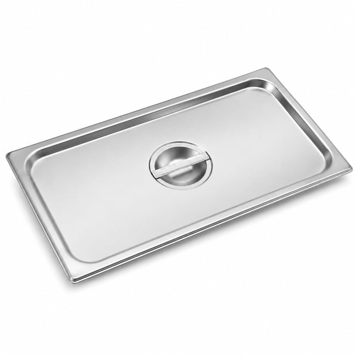 Full Size Stainless Steel Steam Table Pan Cover, 21x13x1 Inch, NSF Listed, Dishwasher Safe, Rectangle with Handle, Made in USA